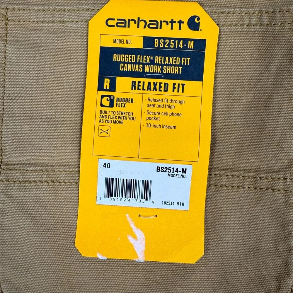 Carhartt Rugged Flex Relaxed Fit‎ Canvas Work Shorts Mens Size 40 BS2514-M NEW